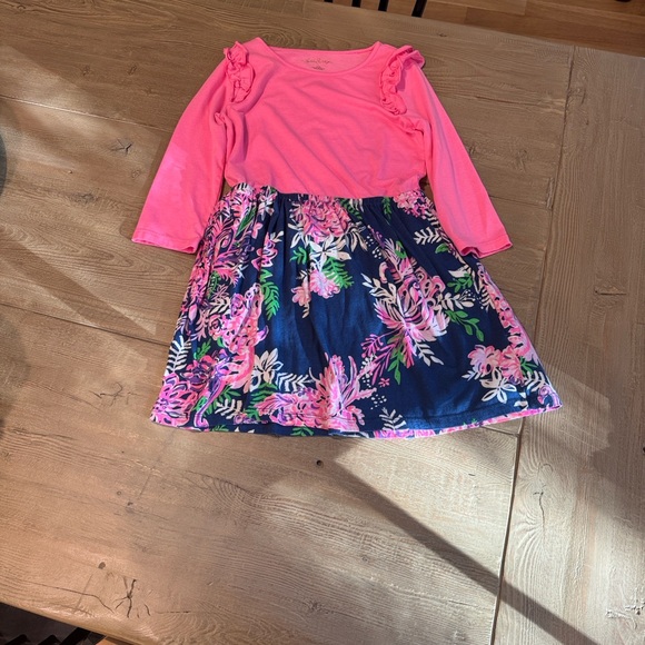Lilly Pulitzer Other - Lilly Pulitzer Pink and Navy Floral Kids Dress